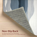 Modern Wavy Stripe Area Rug with Abstract Grey and Blue Flowing Lines(Gray)