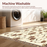 Timeless Beige Brown Area with Classic Floral Motif(Beige)