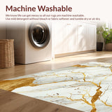 Marble Veins Beige & Gold Contemporary Area Chic Decor(White)