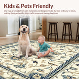 Elegant Floral Beige and Azure Area(Beige)