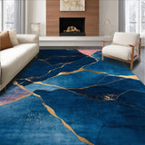 Artistic Gold Foil Geometric Print(Blue)