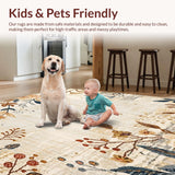 Boho Beige Non Slip Kitchen Runner Vintage Floral(Beige)