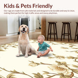 Elegant Beige Floral Runner Serene Hallway & Kitchen(Beige)