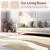 Abstract Waves Area Neutral Tone Indoor Floor(Beige)