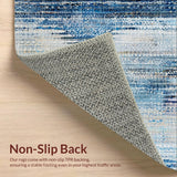 Artful Blue and Beige Ombre Area with Vintage Distressed Aesthetic(Blue)
