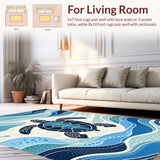 Contemporary Ocean inspired Entryway Mat(Blue)