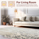 Rustic Chic Area Beige and Gray Floral Patchwork Design Modern Ho(Beige)