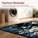 Dreamscape Black Surreal Floral Butterflies Artistic Flourishes(Blue)