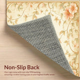 Artisan Floral Scroll Area with Timeless Botanical Embellishments(Beige)