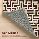 Modern Abstract Lines Area with Interlocking Geometric Shapes Design(Beige)
