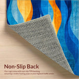 Artistic Area Featuring Enchanting Blue and Orange Waves Design(Blue)