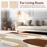Abstract Art Area Rug Modern Stain Resistant Carpet for Contemporary Spaces(Beige)