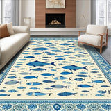 Aqua Marine Bright Colors Fish Beige Area Sea Life(Beige)