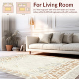 Abstract Horizon Diamond Area in Beige and Ivory Tones(Beige)