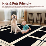 Athens Echoes Geometric Bordered Area Charcoal And Beige Tones(Black)