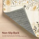 Artisan Weave Entrance Beige Floral Non Slip Boho Design(Beige)