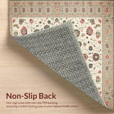 Non Slip with Beige Floral Medallion and Boho Highlights(Ivory)