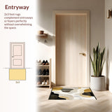 Contemporary Beige Area Black Gold Abstract Accent(Beige)