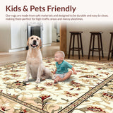 Timeless Floral Area Beige Brown Non Slip Entryway(Beige)