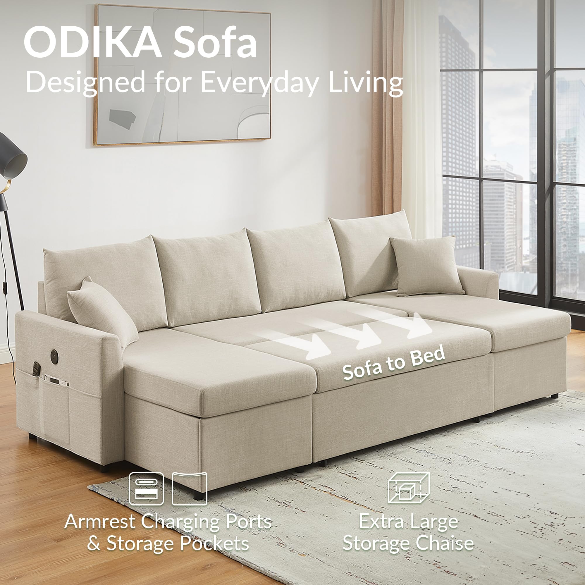ODIKA Sleeper Sofa Additional Chaise – Chaise for Upgrading Your Existing L - ODIKA