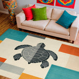 Modern Turtle Surfboard With Vibrant Ocean Inspired Color Blocks(Beige)