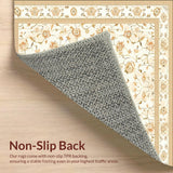 Elegant Woven Floral Area With Off White And Earthy Tones(Beige)