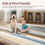 Modern Abstract Striped with Cream Brown Blue and Gray Bands(Beige)