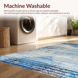 Artful Blue and Beige Ombre Area with Vintage Distressed Aesthetic(Blue)