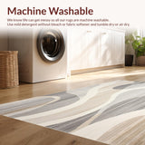 Fluid Swirls Abstract Beige Grey Runner Unique Floor Decor(Beige)