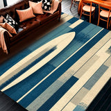 Modern Surfboard Silhouette With Nautical Blue and Sandy Patterned Design(Blue)