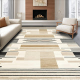 Modern Geometric Area Beige & Black Tribal Design(Beige)