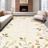 Floral Boho Chic Area with Elegant Beige and Khaki Leaf Motifs for Entryway(Beige)