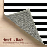 Modern Stripe Symphony Black & White Geometric Floor Covering(Black)