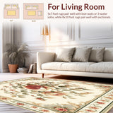 Desert Rose Beige Sage Muted Floral Medallion Floor Accent(Beige)