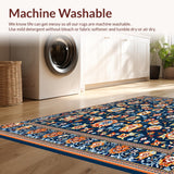 Stylish Area with Elegant Dual Tone Blue and Orange Floral(Blue)
