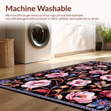 Elegant Black Pink Botanical Motif(Black)