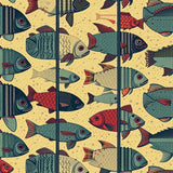 Modern Vibrant Fishing Bathmat for Kids Room(Gold)