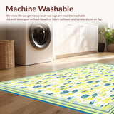 Charming Small Carpet Displaying Whimsical Floral Motifs(Yellow)
