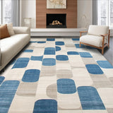 Modern Patchwork Beige & Blue Geo Art for Interior(Beige)