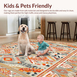 Low Pile Non Slip Runner Boho Retro Neutral Area(Gray)