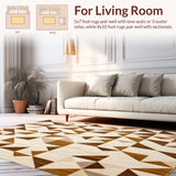 Modern Beige Runner Brown Geometric Waterproof(Beige)