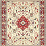 Abstract Medallion Area Non Skid Pet Friendly Easy Care(Beige)