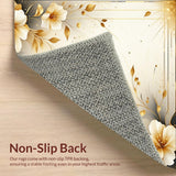 Beige Radiance Floral Accent Bath Non Slip Shower Decor(Ivory)