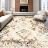 Classic Ornate Area with Distressed Damask and Timeless Neutral Shades(Beige)
