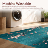 Cherry Blossom Floral Rug with Teal Accents(Blue)