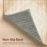 Boho Chic Area with Distressed Abstract Geometric(Beige)