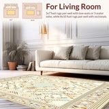 Modern Hallway Neutral Beige Runner with Geometric Forms(Beige)