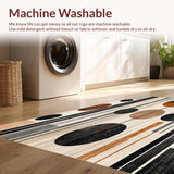 Abstract Circles Geometric Modern Rustic Warm Colors Area Beige Black(Beige)