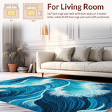 Ocean Blue Wave Poolside Entryway Mat(Blue)