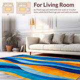 Artistic Area Featuring Enchanting Blue and Orange Waves Design(Blue)